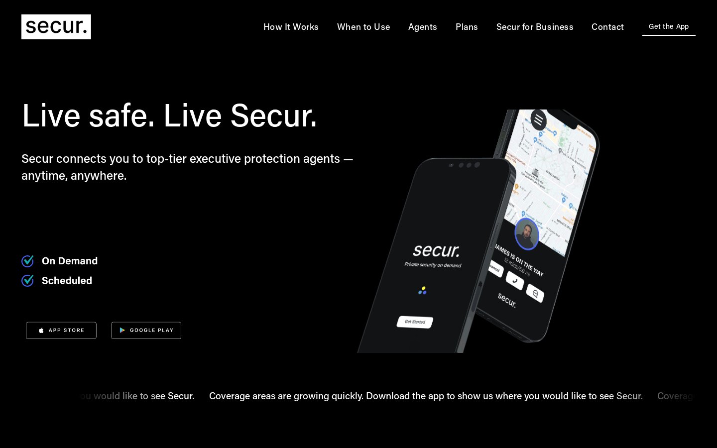 Secur website homepage